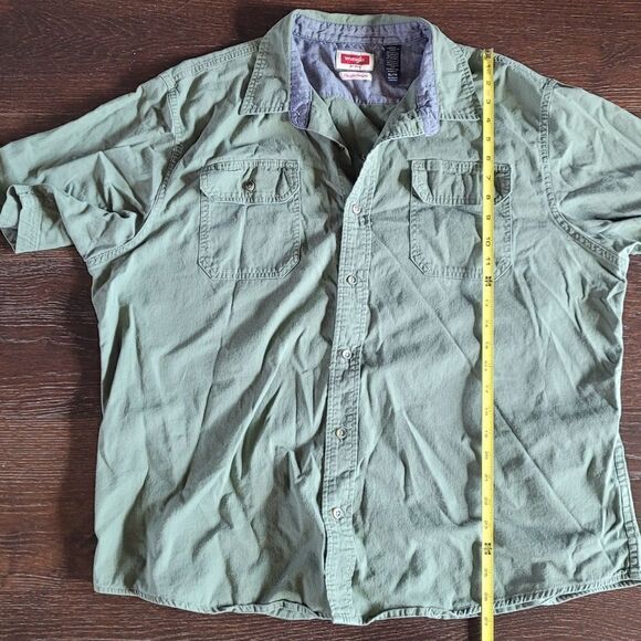 Wrangler Vintage Short Sleeve Green Comfort Flex Flap Pockets XL - Picture 7 of 8